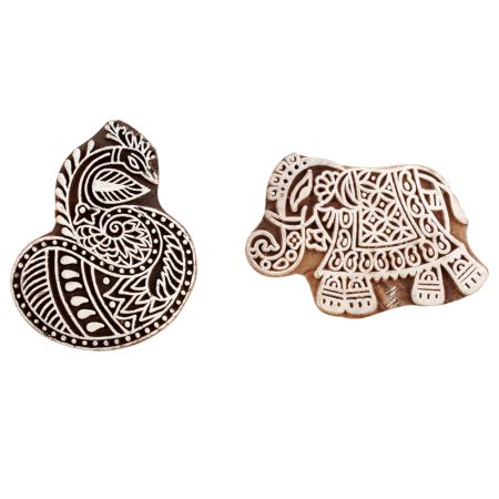 Set of 2 Piece New Mix Wooden Printing Block